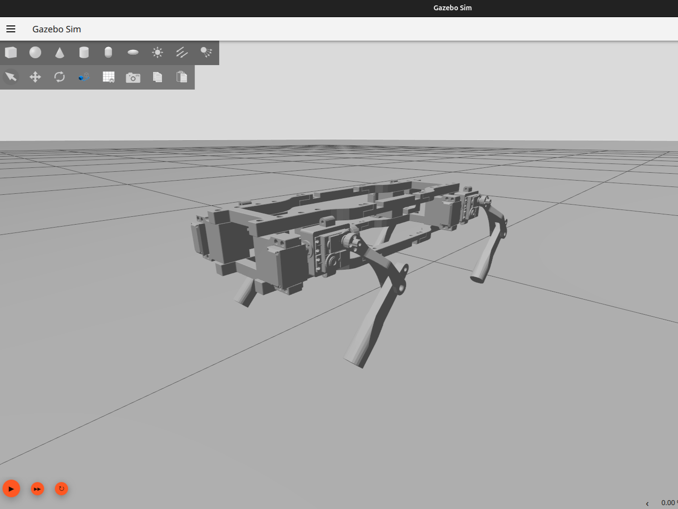 Gazebo simulation of the quadruped robot